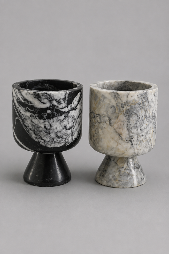 Collection Minérale — deux chalices en marbre, Real & Roots