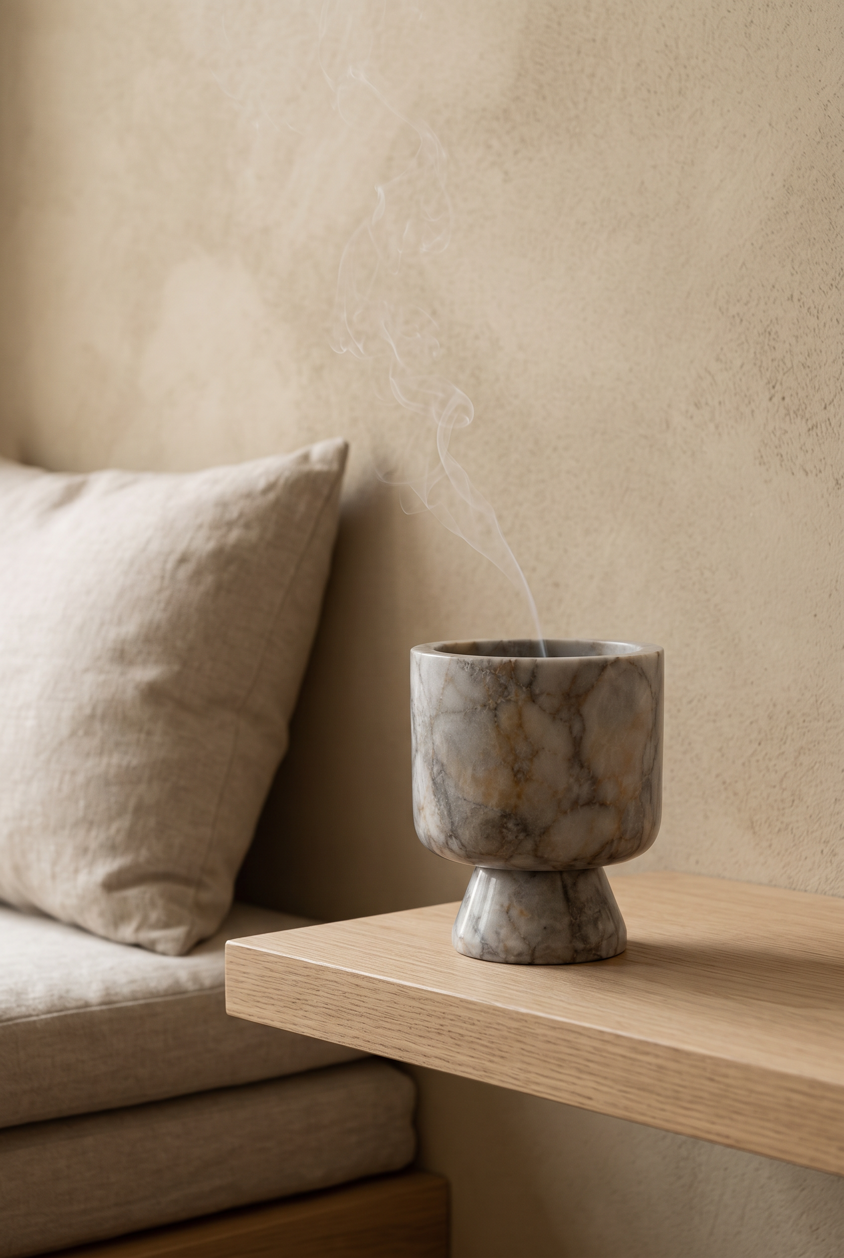 Chalice de Givre dans un intérieur bohème, encens en volutes | Real & Roots