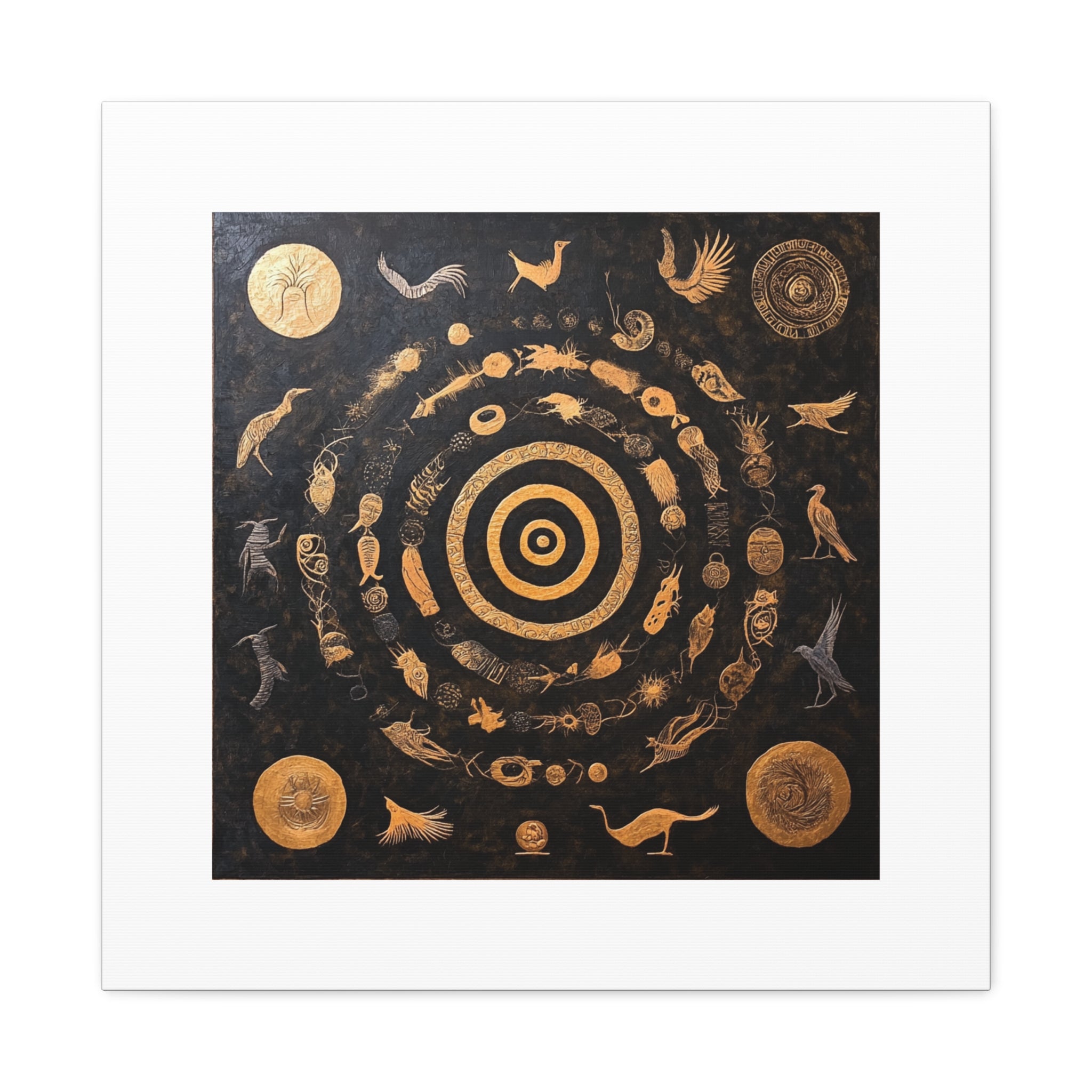 Fusion  Art mural cosmique doré et noir