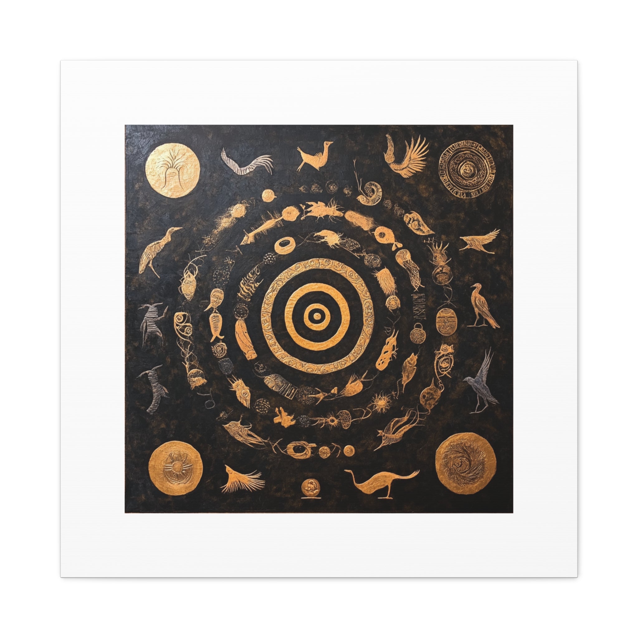 Fusion  Art mural cosmique doré et noir