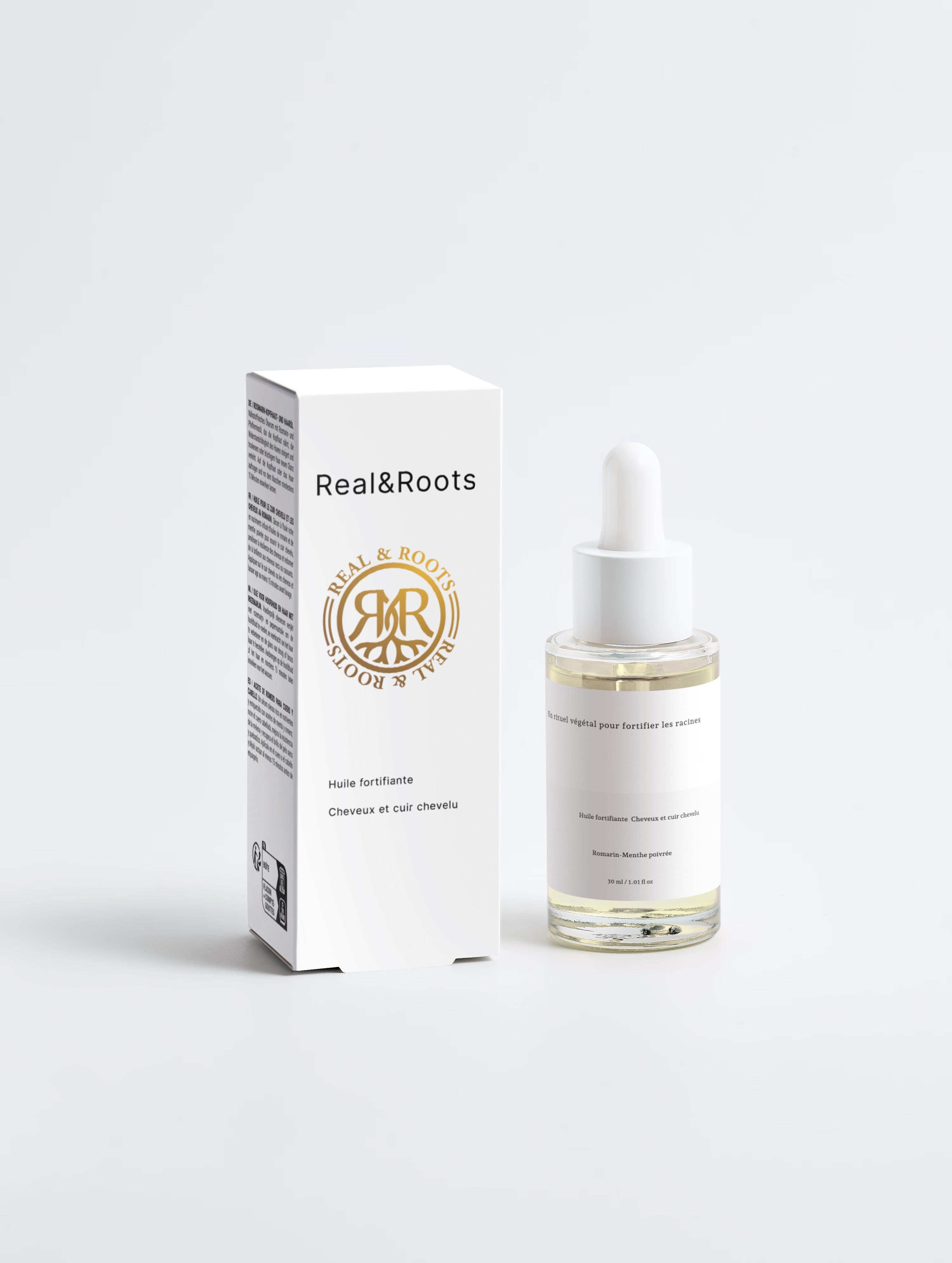 Huile Cheveux & Cuir Chevelu Bio | Romarin & Menthe Poivrée | REAL AND ROOTS