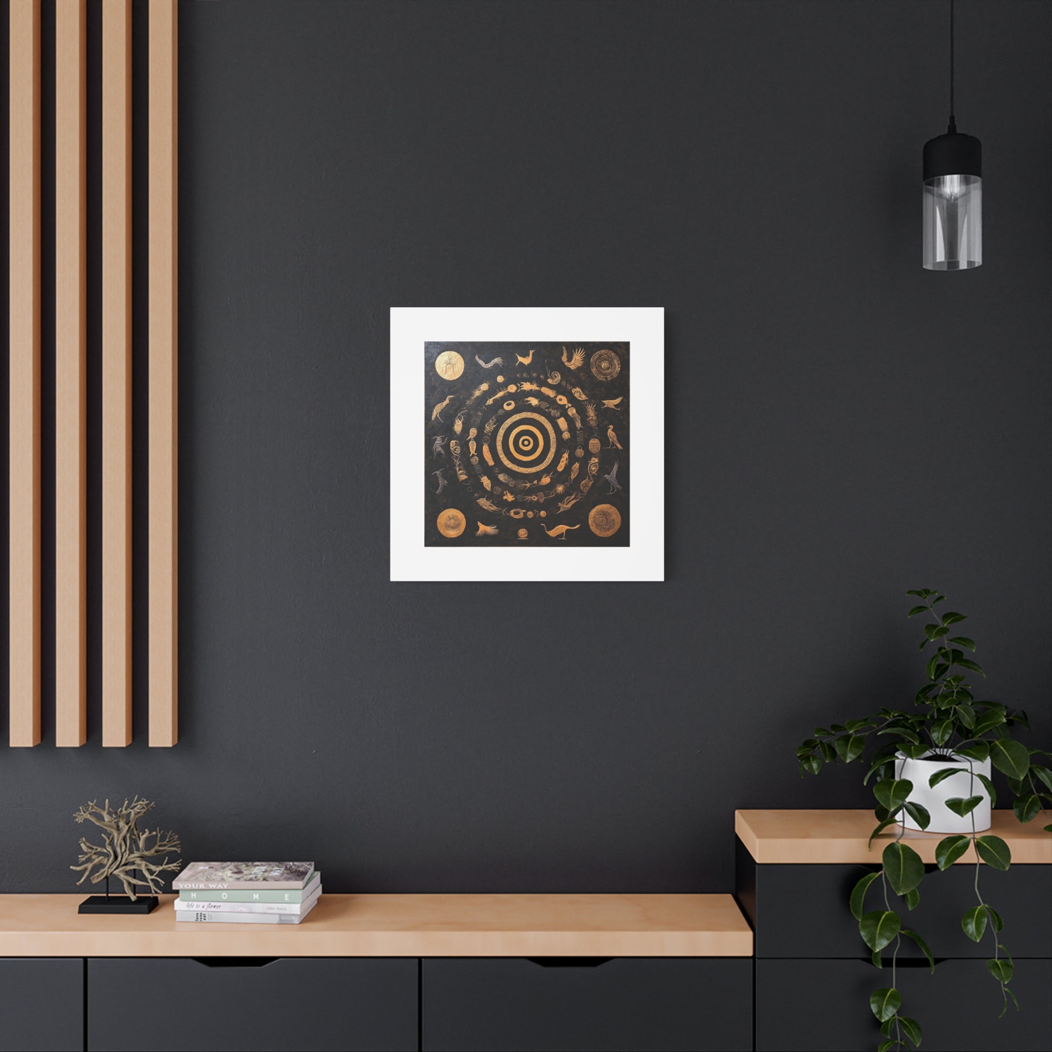 Fusion  Art mural cosmique doré et noir