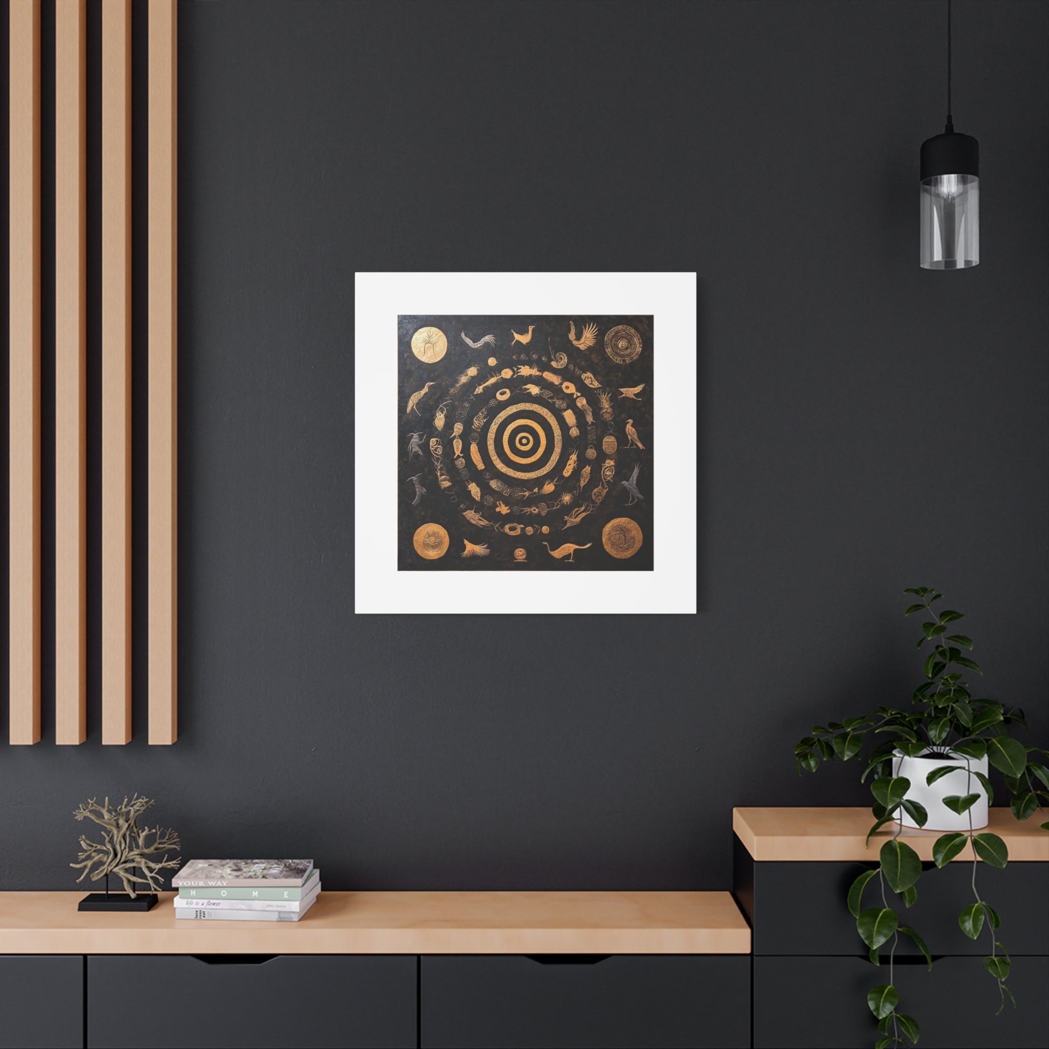 Fusion  Art mural cosmique doré et noir