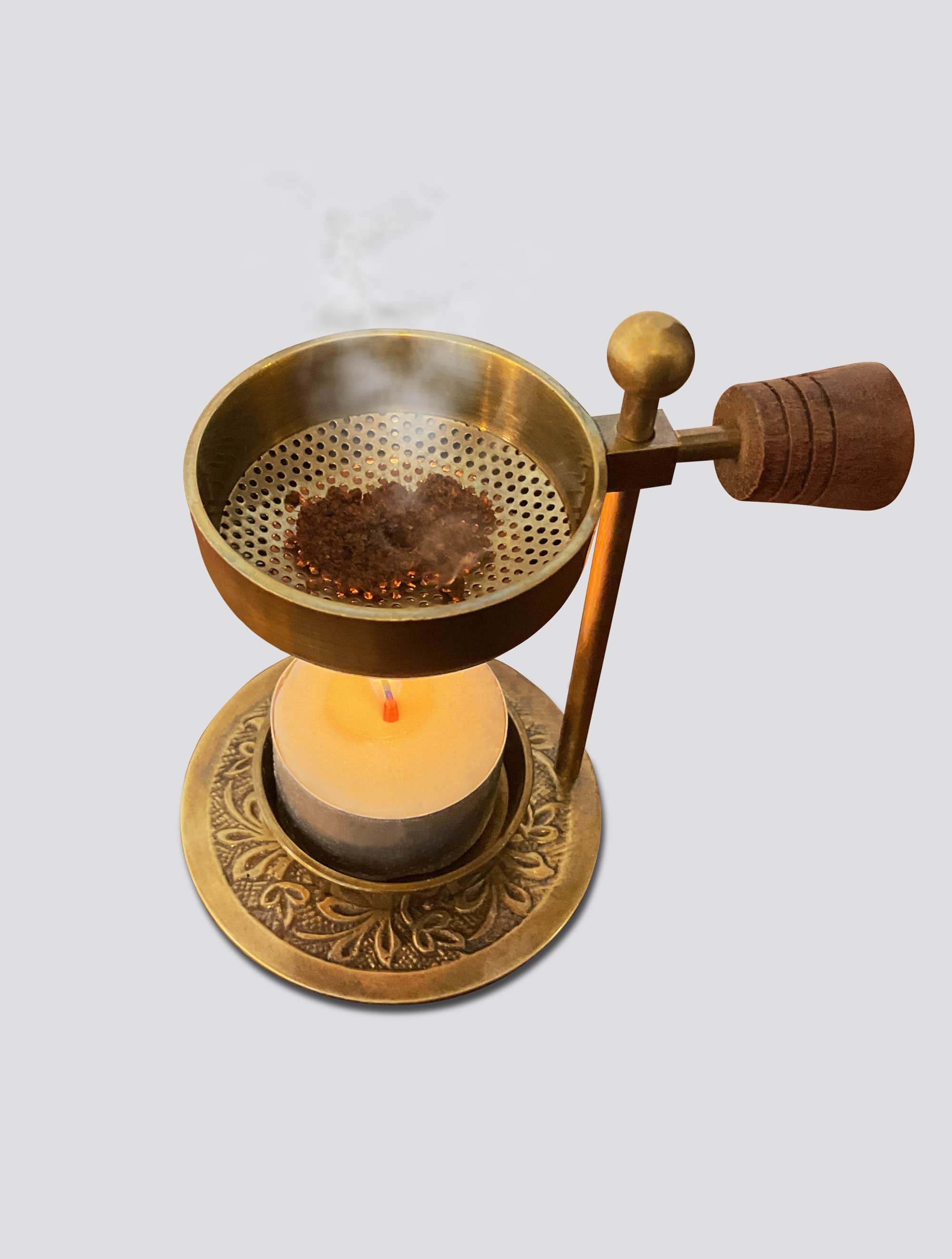 Bright gold-plated brass incense burner