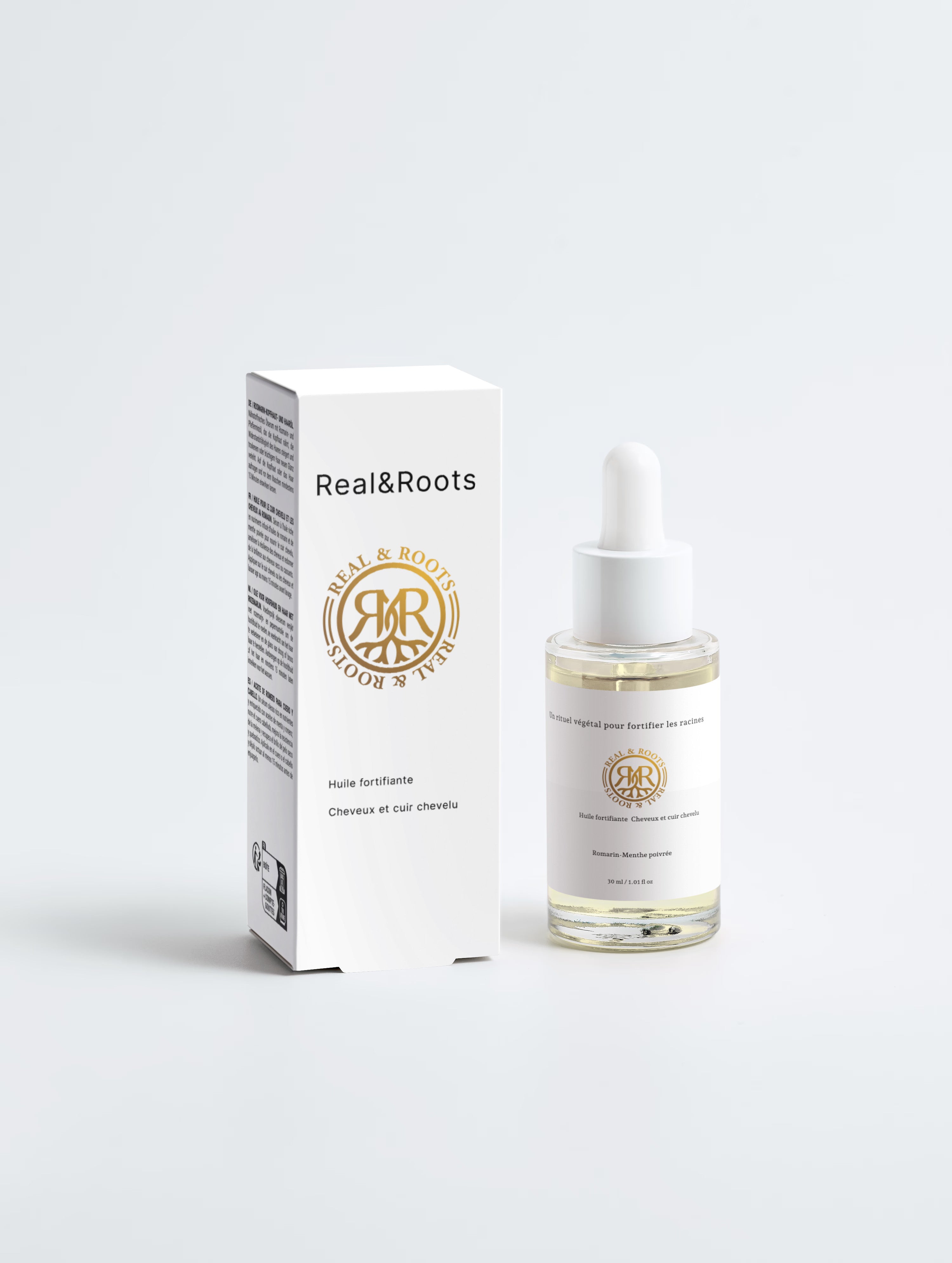 Huile Cheveux & Cuir Chevelu Bio | Romarin & Menthe Poivrée | REAL AND ROOTS