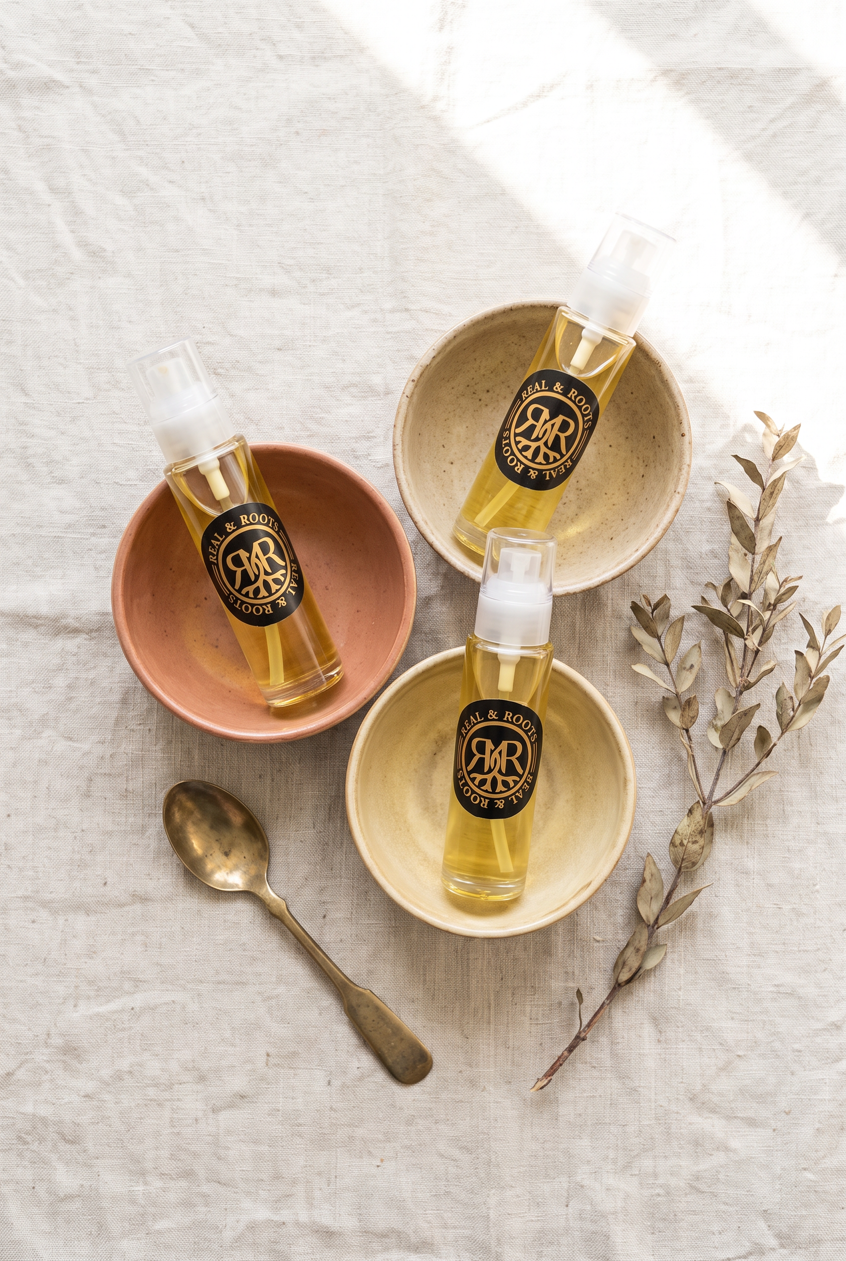 Trio Doré — Vanille, Ambre & Gardénia — Huile d'argan parfumée Bio Real and Roots