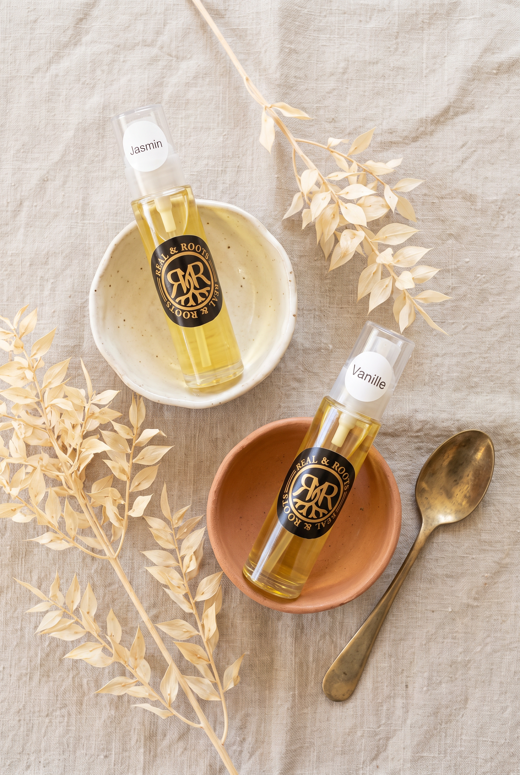 Duo Velours, jasmin et vanille, huile d'argan parfumée Real and Roots