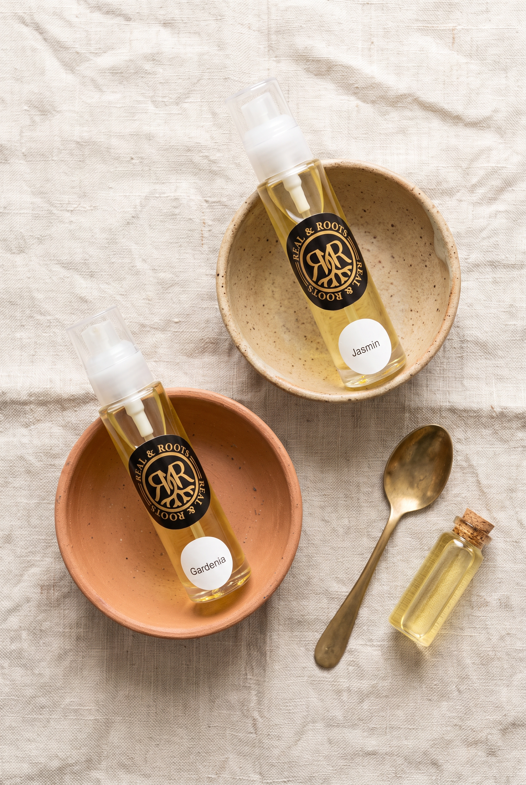 Duo Blanc Intense, jasmin et gardénia, huile d'argan parfumée Real and Roots